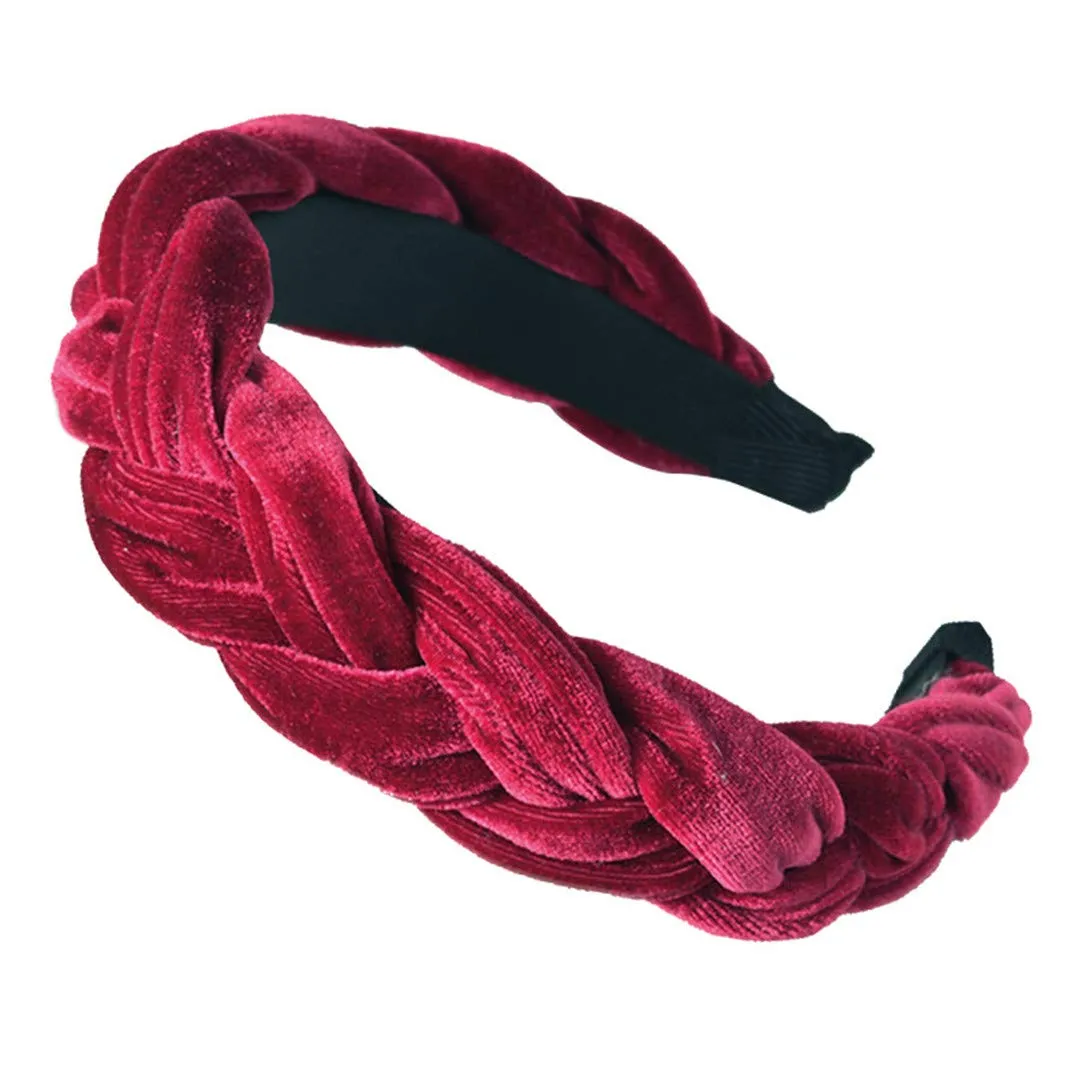 3/4.5CM Solid Thick Velvet Braid Headband Twist Hairband For Women Ladies Wide Pearl Headband Hair Hoop Jewelry Hair Accessories 01 velvet headband