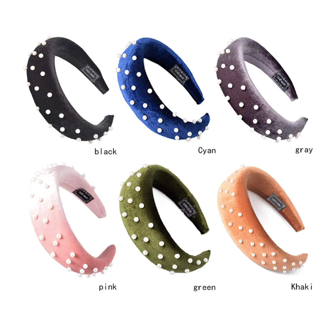 3/4.5CM Solid Thick Velvet Braid Headband Twist Hairband For Women Ladies Wide Pearl Headband Hair Hoop Jewelry Hair Accessories 01 velvet headband