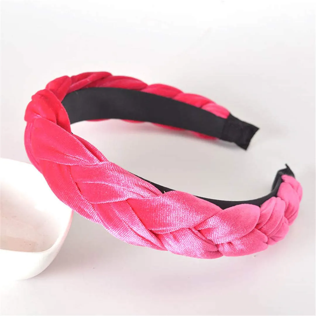 3/4.5CM Solid Thick Velvet Braid Headband Twist Hairband For Women Ladies Wide Pearl Headband Hair Hoop Jewelry Hair Accessories 03 velvet headband
