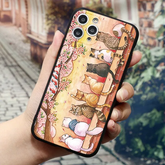 3D Relief Lovely Cat Phone Cases