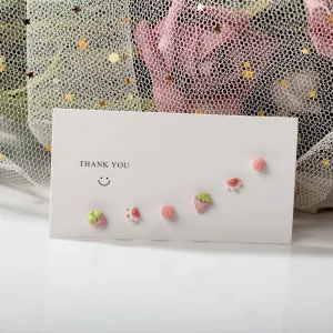 3Pairs cute Ceramic Mixed Fruit Cartoon Earrings