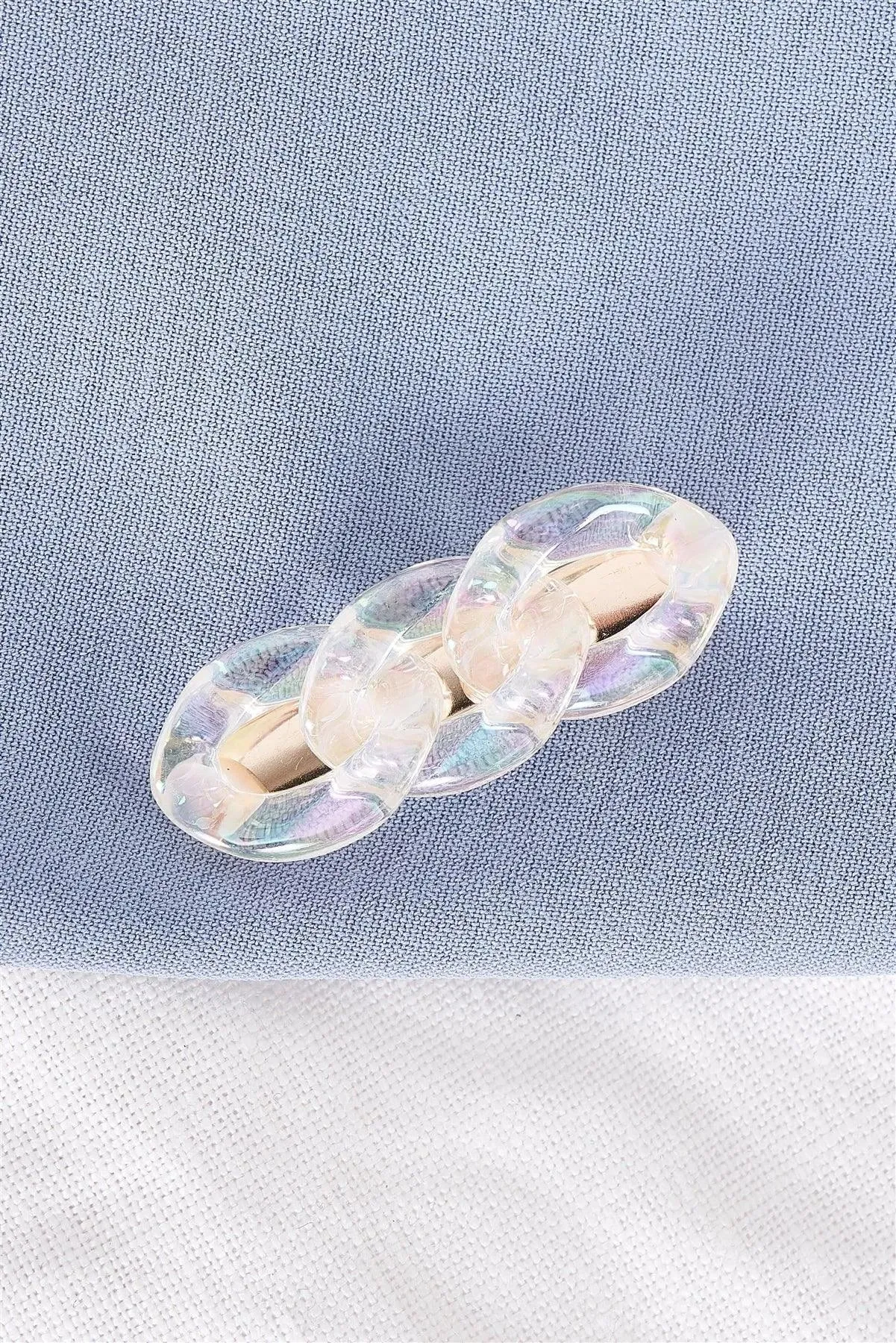 3pcs Clear Iridescent Chain Link Alligator Hair Clip