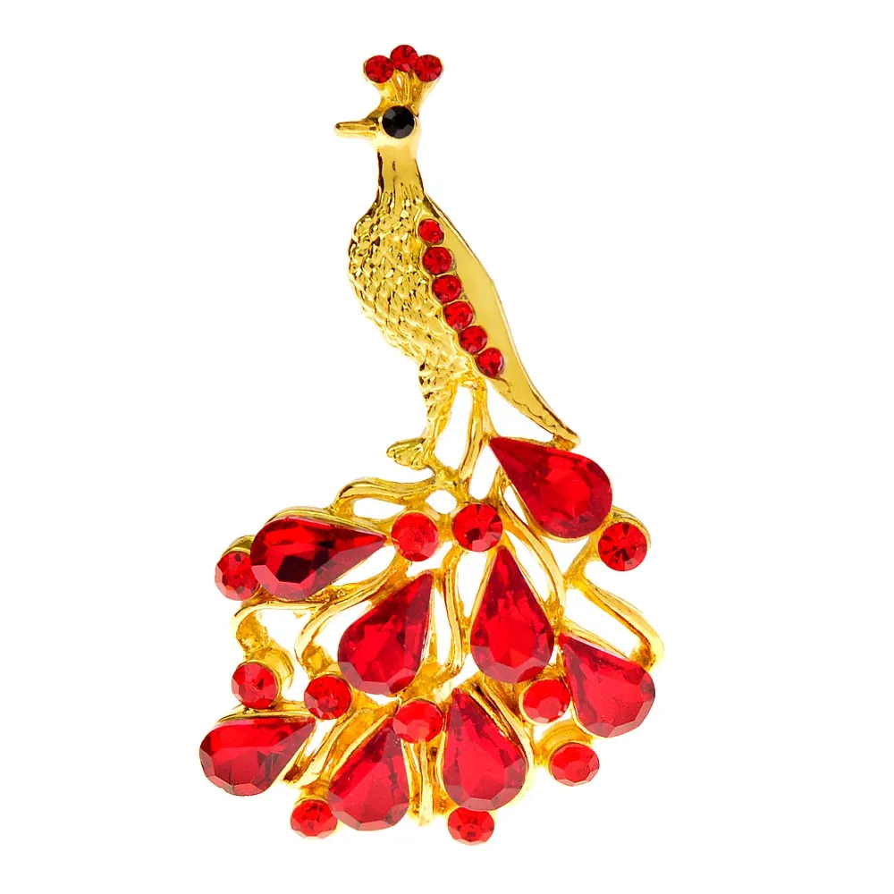 4 Colors Available Rhinestone Peacock Brooches For Women