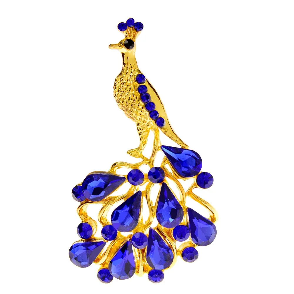 4 Colors Available Rhinestone Peacock Brooches For Women