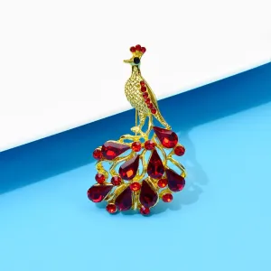 4 Colors Available Rhinestone Peacock Brooches For Women