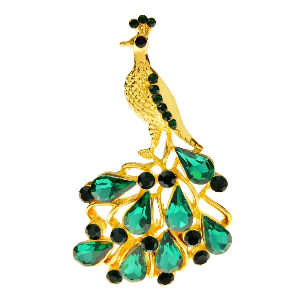 4 Colors Available Rhinestone Peacock Brooches For Women