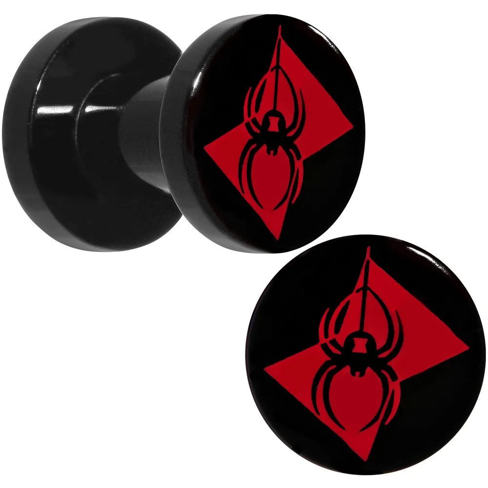 4 Gauge Black Acrylic Licensed Black Widow Logo Screw Fit Plug Set