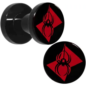 4 Gauge Black Acrylic Licensed Black Widow Logo Screw Fit Plug Set