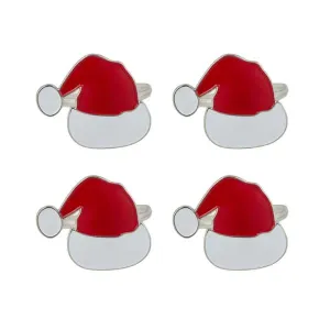 4 Pack Santa Hats Napkins Ring Zinc - 8cm