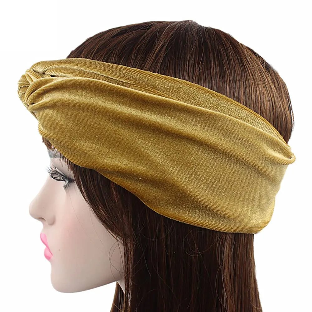 4 Pack Women Turban Headbands Head Wraps Knotted Elastic Teen Girls Yoga Workout Solid Color Hair Accessories (Grey)