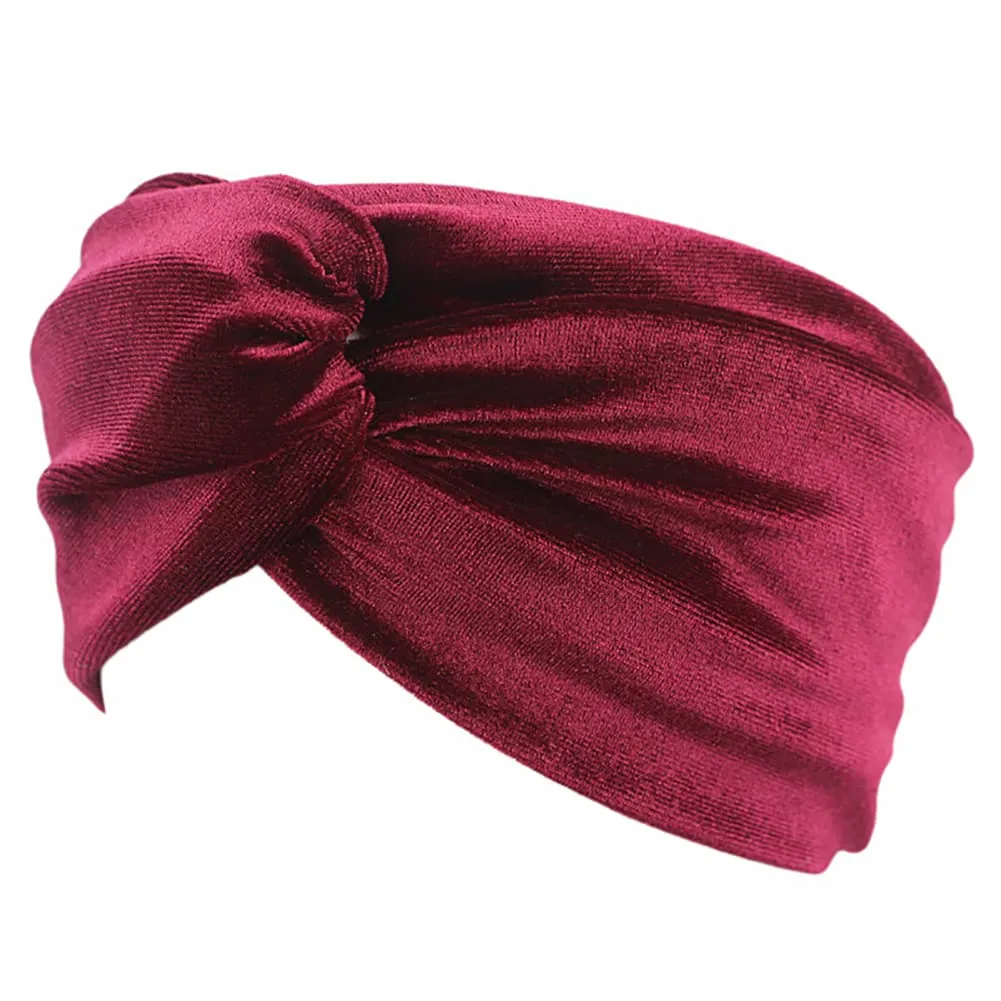 4 Pack Women Turban Headbands Head Wraps Knotted Elastic Teen Girls Yoga Workout Solid Color Hair Accessories (Red)