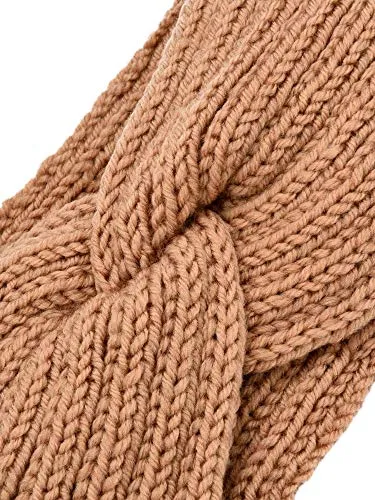 4 Pieces Winter Ear Warmers Headbands Women Warm Knitted Headband Braided Crochet Head Wraps for Girls (Black, Dark Grey, Camel, Beige)