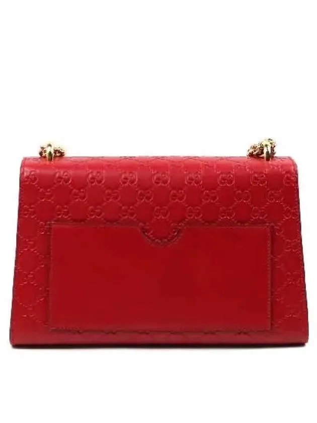 409486 Red Shima Leather Paddle Lock Medium Chain Shoulder Bag