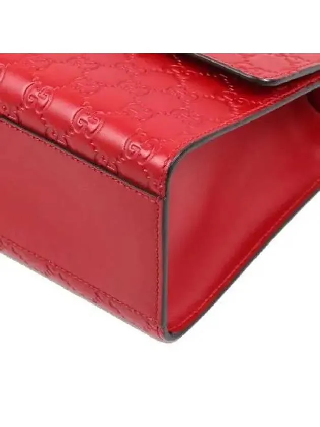 409486 Red Shima Leather Paddle Lock Medium Chain Shoulder Bag