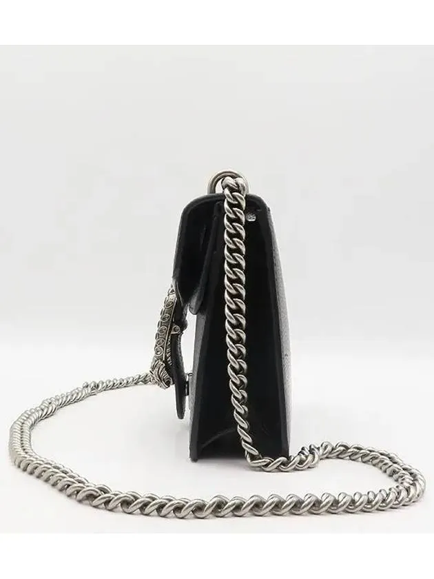 421970 Black leather Dionysus mini chain silver cross bag
