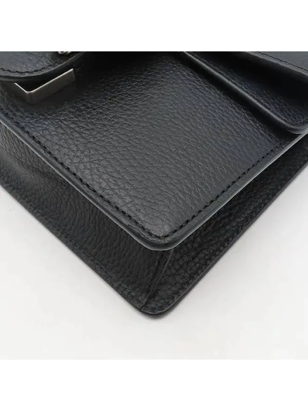 421970 Black leather Dionysus mini chain silver cross bag