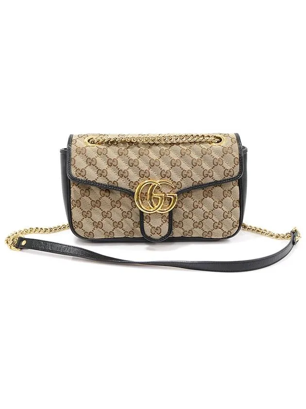 443497 GG logo matelass jacquard gold chain Marmont small shoulder bag