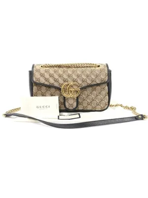 443497 GG logo matelass jacquard gold chain Marmont small shoulder bag