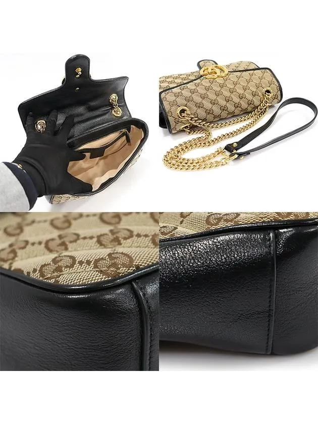 443497 GG logo matelass jacquard gold chain Marmont small shoulder bag