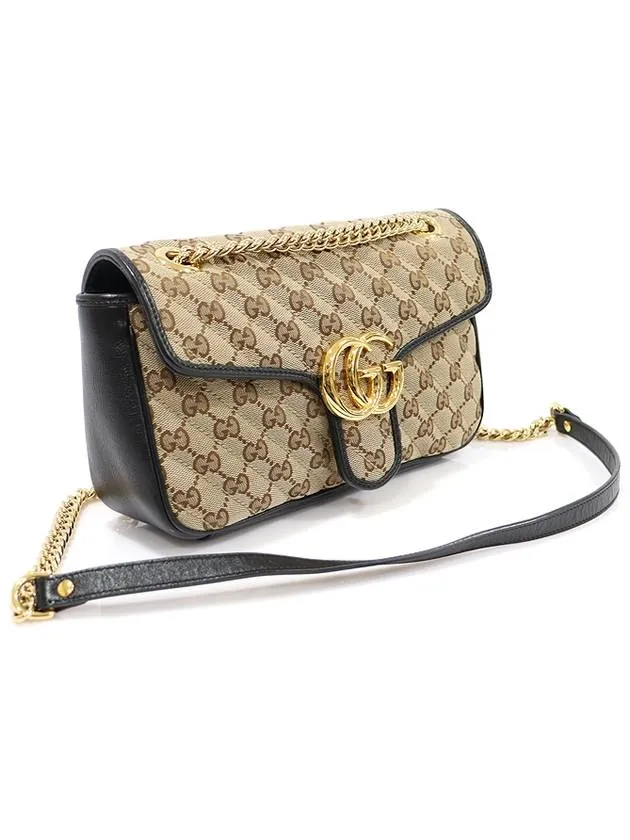443497 GG logo matelass jacquard gold chain Marmont small shoulder bag