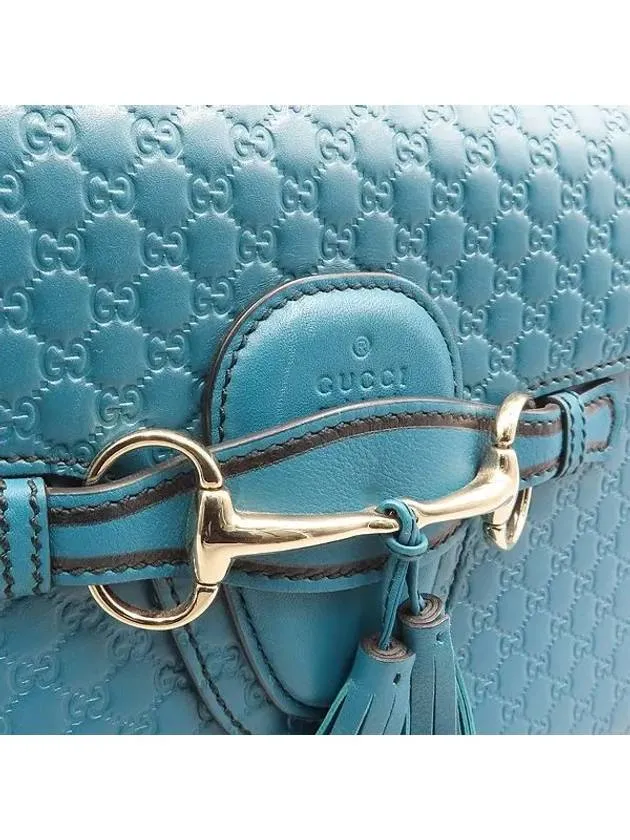 449635 GG Logo Cima Leather Horsebit Tassel Detail Emily Shoulder Bag