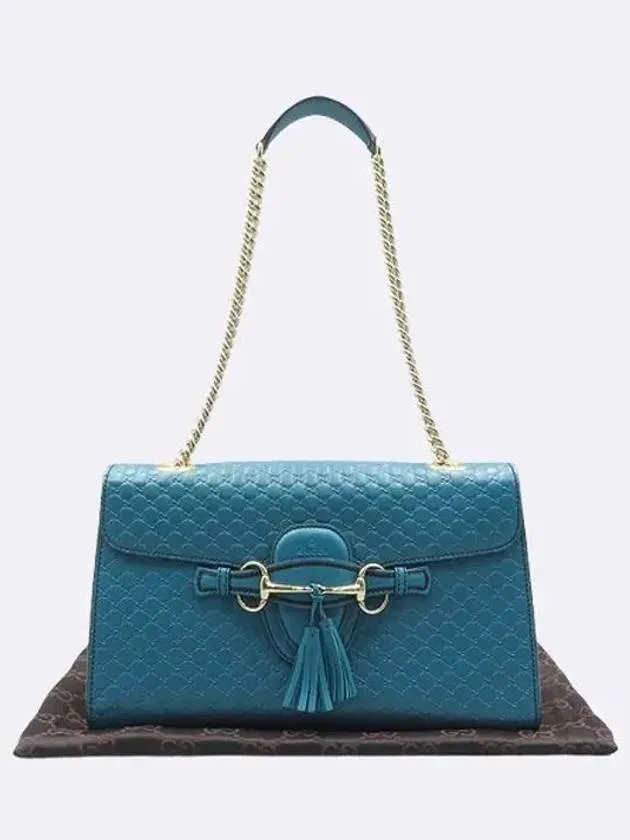 449635 GG Logo Cima Leather Horsebit Tassel Detail Emily Shoulder Bag