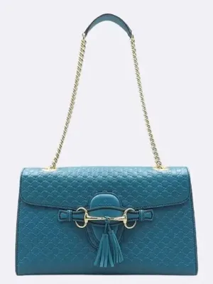 449635 GG Logo Cima Leather Horsebit Tassel Detail Emily Shoulder Bag