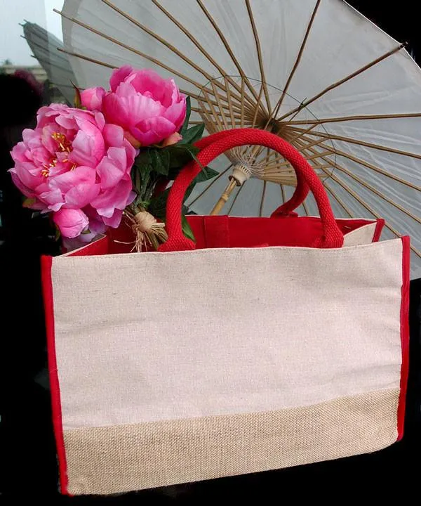 48 ct Fashion Jute Tote Bags / Heavy Duty Burlap Bags - By Case
