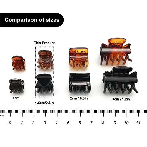 48pcs Mini Hair Claw Clips for Women Girls, Small Tiny Hair Clips Claws Little Plastic Jaw Clamps Clips with Transparent Box (Black/Brown/Clear)…