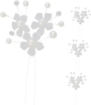 4pcs Flower Hair Pins Elegant Pearl Hair Forks for Wedding for Women and Teen for Prom and Special Occasions