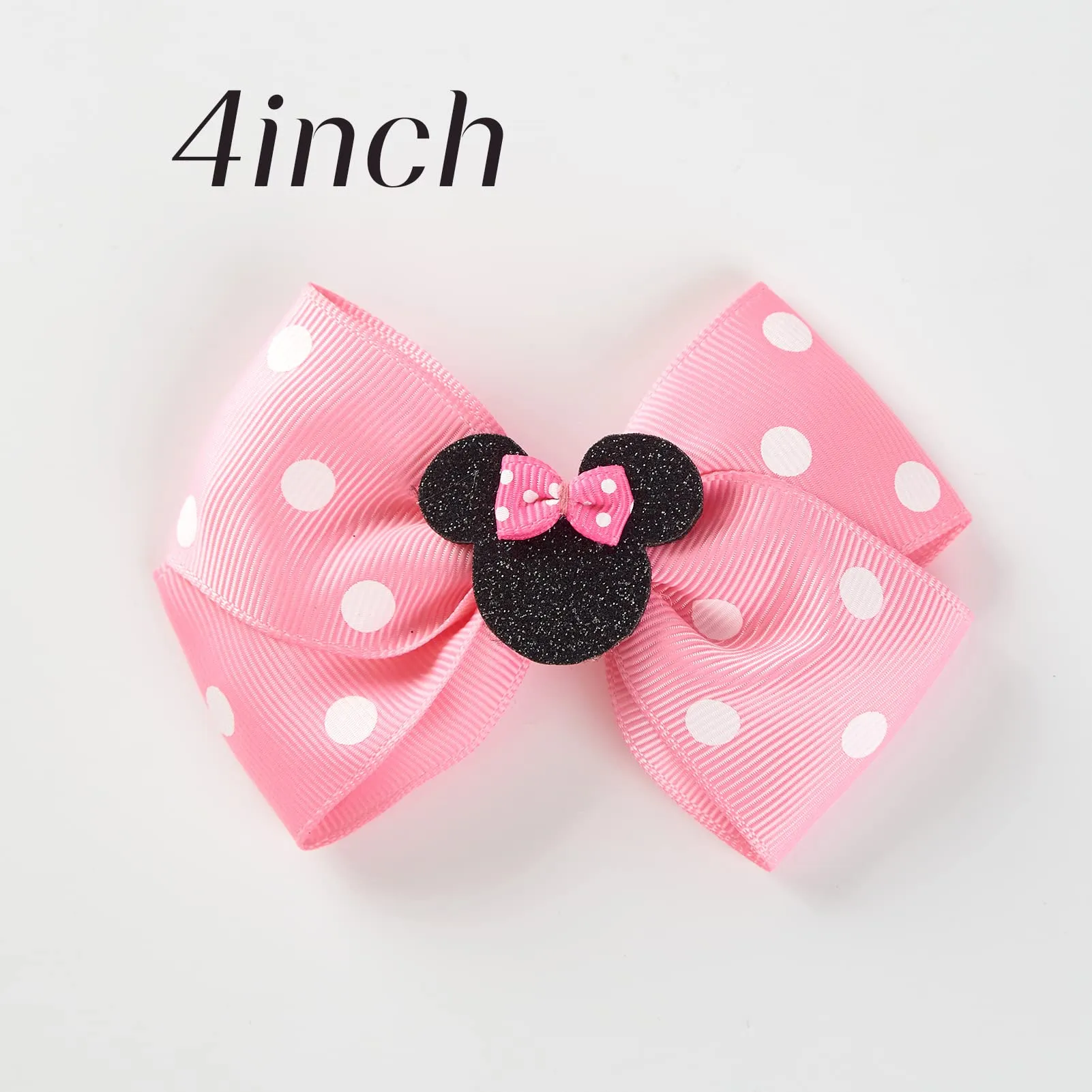 4Pcs Mouse Ears Bow Clips for Girls Women 4Inch Birthday Party Decorations Gift Costume Hair Accessories Polka Dot Pink