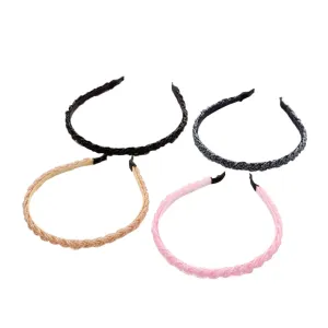 4pcs Women's Braided Headbands Lace Pearl Hair Hoops Glitter Barrettes for Girls Boho Headwear Women's Hair Accessories