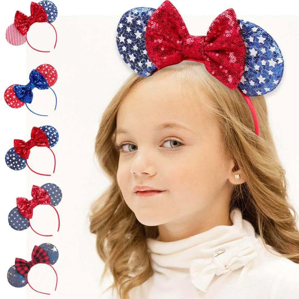 4th of July Sequin Ears Girl Headbands
