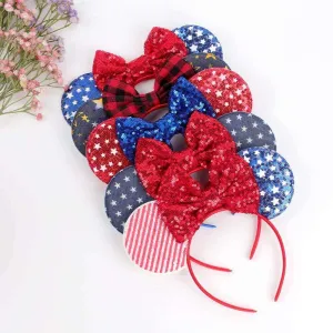 4th of July Sequin Ears Girl Headbands
