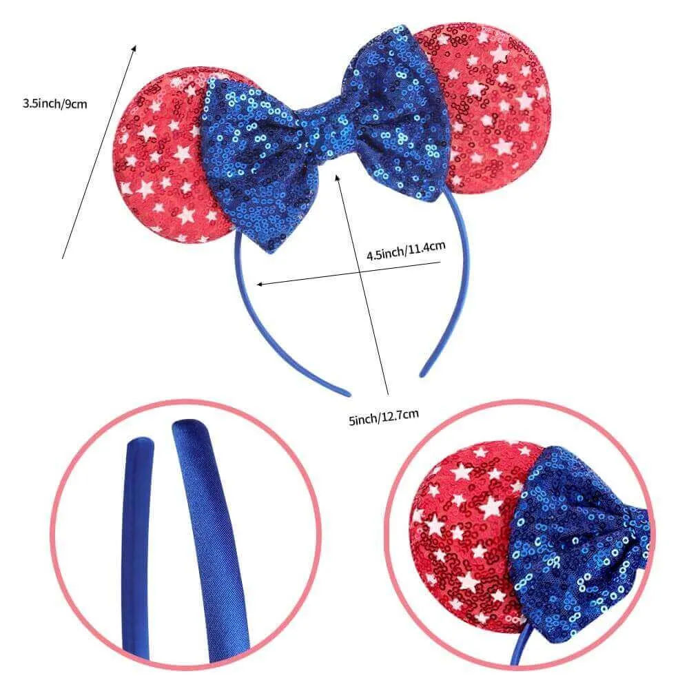 4th of July Sequin Ears Girl Headbands