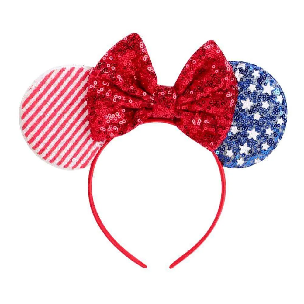 4th of July Sequin Ears Girl Headbands