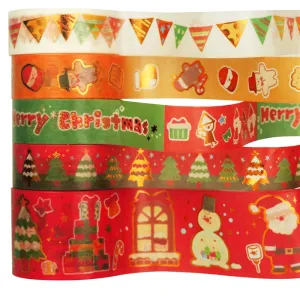 5 Rolls Cartoon Gold Foil Christmas Washi Tape Set