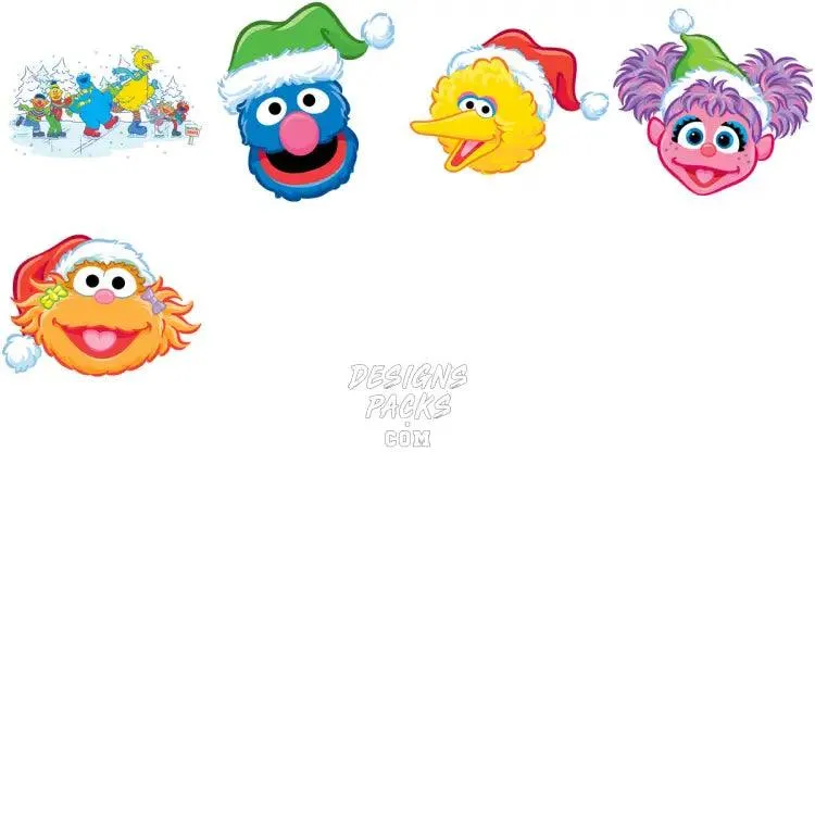 50 Christmas Sesame Cartoon Designs Bundle PNG