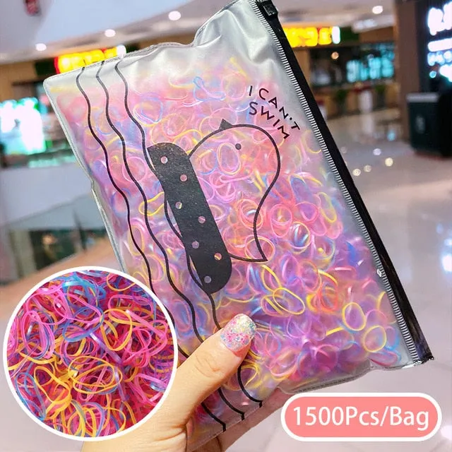 50/100/200 Pcs/Bag Children Cute Candy Cartoon Solid Elastic Hair Bands Girls Lovely Srunchies Rubber Bands Kid Hair Accessories