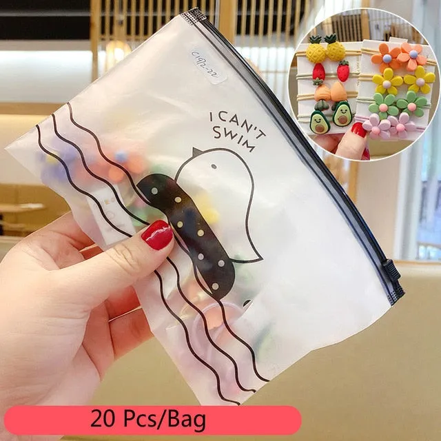 50/100/200 Pcs/Bag Children Cute Candy Cartoon Solid Elastic Hair Bands Girls Lovely Srunchies Rubber Bands Kid Hair Accessories