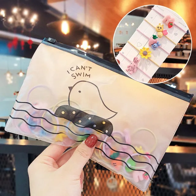 50/100/200 Pcs/Bag Children Cute Candy Cartoon Solid Elastic Hair Bands Girls Lovely Srunchies Rubber Bands Kid Hair Accessories