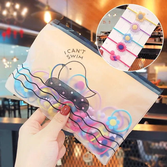 50/100/200 Pcs/Bag Children Cute Candy Cartoon Solid Elastic Hair Bands Girls Lovely Srunchies Rubber Bands Kid Hair Accessories