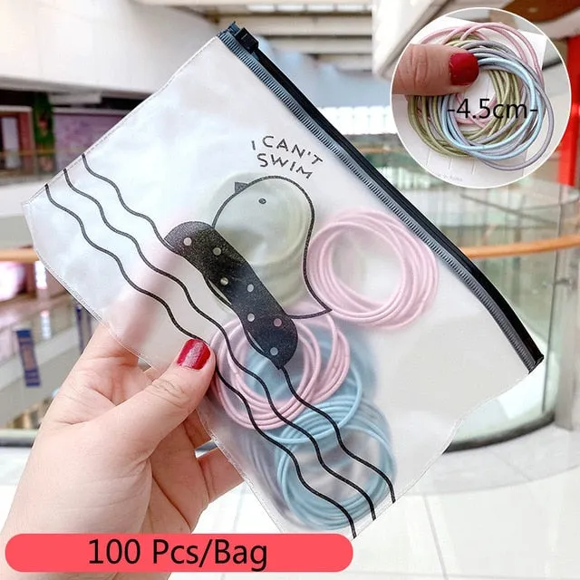 50/100/200 Pcs/Bag Children Cute Candy Cartoon Solid Elastic Hair Bands Girls Lovely Srunchies Rubber Bands Kid Hair Accessories