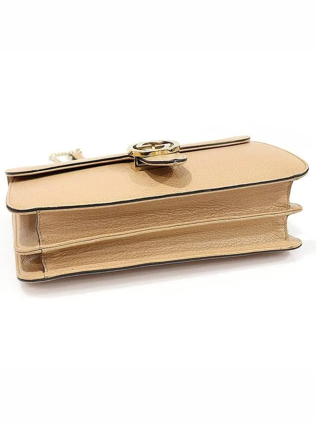 510303 Beige leather interlocking GG gold chain medium shoulder bag