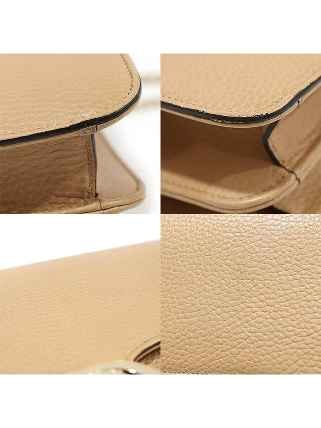 510303 Beige leather interlocking GG gold chain medium shoulder bag