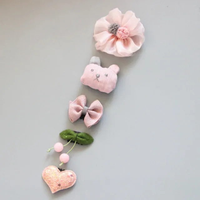 5Pcs/Set Cartoon Toddler Hair Clips Animal Motif Mini Hairpins For Baby Girls Hair Pins