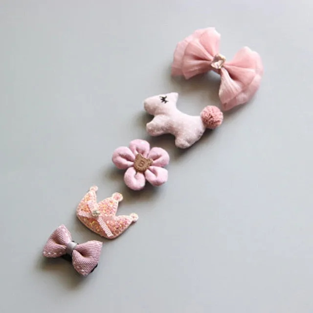 5Pcs/Set Cartoon Toddler Hair Clips Animal Motif Mini Hairpins For Baby Girls Hair Pins