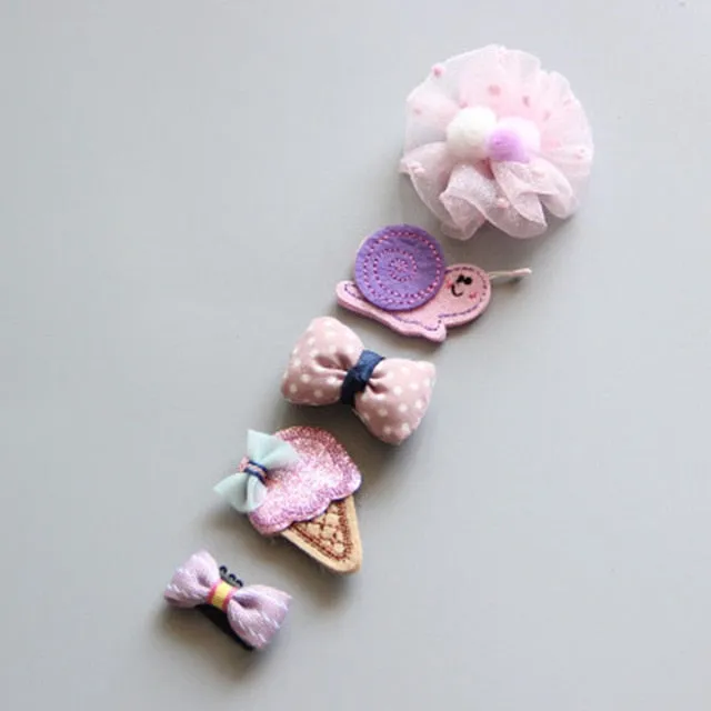 5Pcs/Set Cartoon Toddler Hair Clips Animal Motif Mini Hairpins For Baby Girls Hair Pins