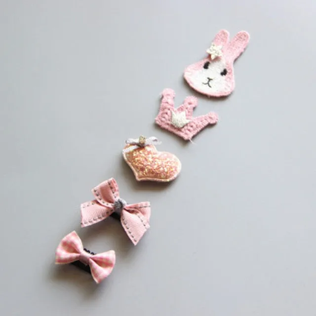 5Pcs/Set Cartoon Toddler Hair Clips Animal Motif Mini Hairpins For Baby Girls Hair Pins