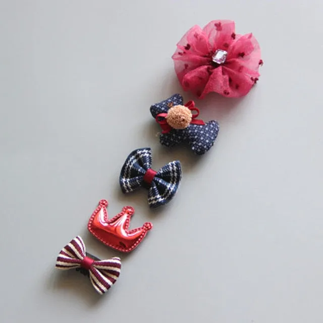 5Pcs/Set Cartoon Toddler Hair Clips Animal Motif Mini Hairpins For Baby Girls Hair Pins